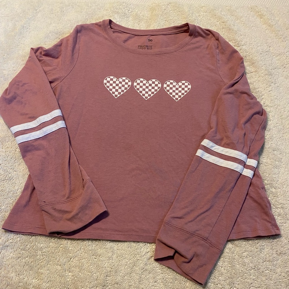 Girls size L (10-12) Favorite Boxy Tee long sleeve pink t shirt